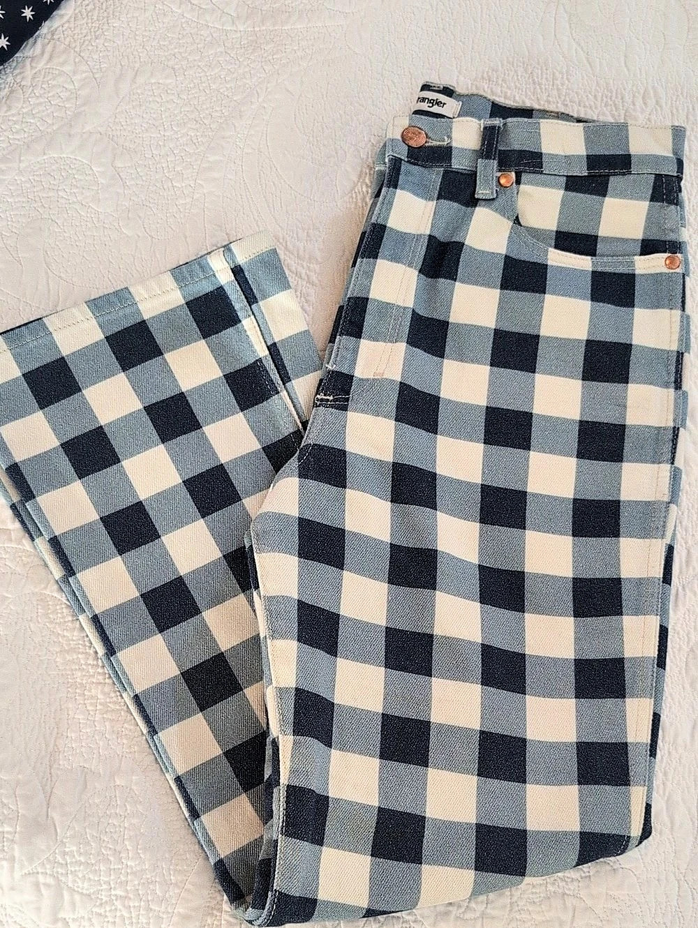 Vintage Wrangler Earth Wash Checkered Straight Leg Jeans